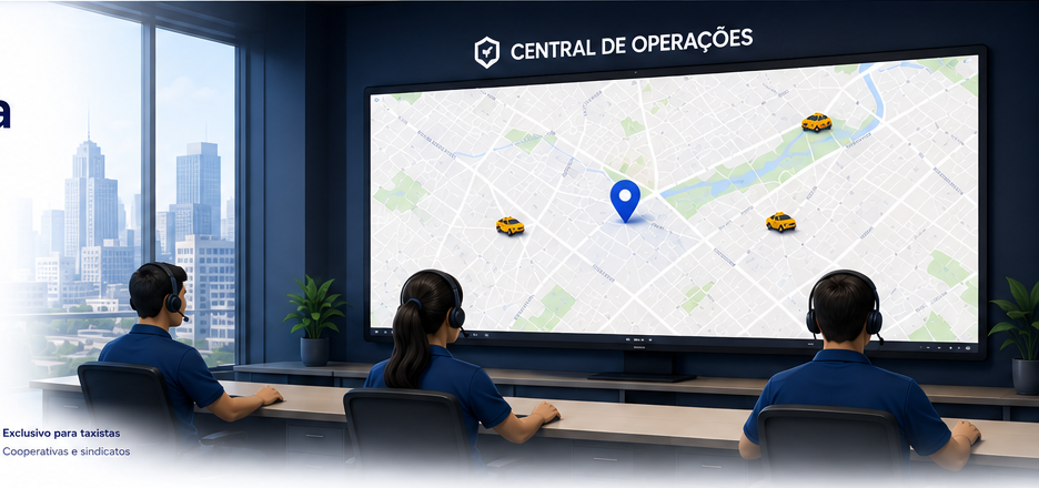 Central de operações com mapa para gestão de táxis